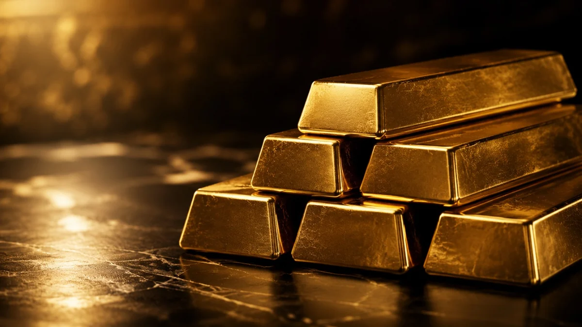 Gold bars representing global commodities markets